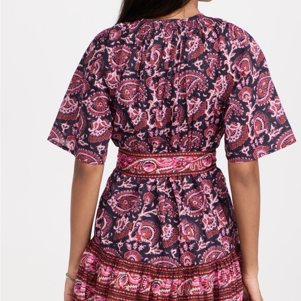 NWOT Figue Bria Bohemian Paisley Print Midi Dress in Pink & Navy Women’s Large - Picture 4 of 16